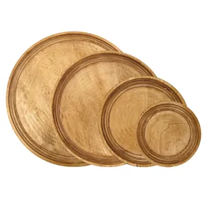 سینی سرو گردو شوشتری مدل چوبی کد PL01S مجموعه 4 عددی