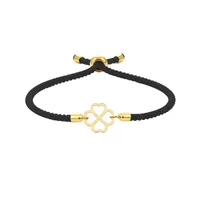 دستبند طلا 18 عیار زنانه با بند بافت تالین گالری مدل مارشال شبدر BB103