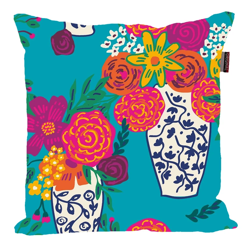 کوسن پاد آفرین مدل فانتزی طرح گل و برگ کد PK30653