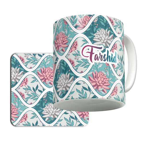 ماگ لاژید مدل اسم فرشید به همراه زیر لیوانی