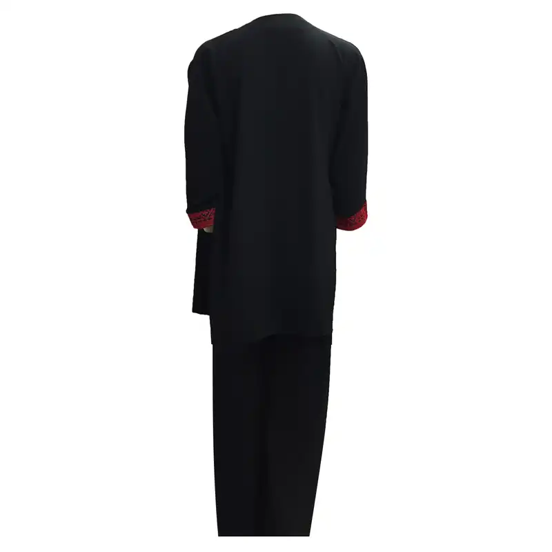 مانتو و شلوار زنانه مدل نخی ابر و بادی سنتی کد tm-2388 رنگ مشکی