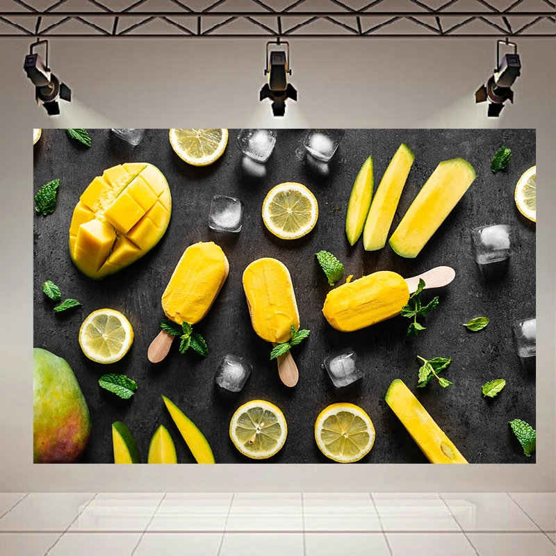 تابلو بوم طرح مخمل بستنی میوه ای مدل انبه ای کد AR30663