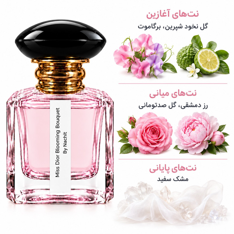 ادکلن زنانه ناچیت مدل میس دیور بلومینگ بوکت حجم 50 میلی‌لیتر، با رایحه خنک و معتدل