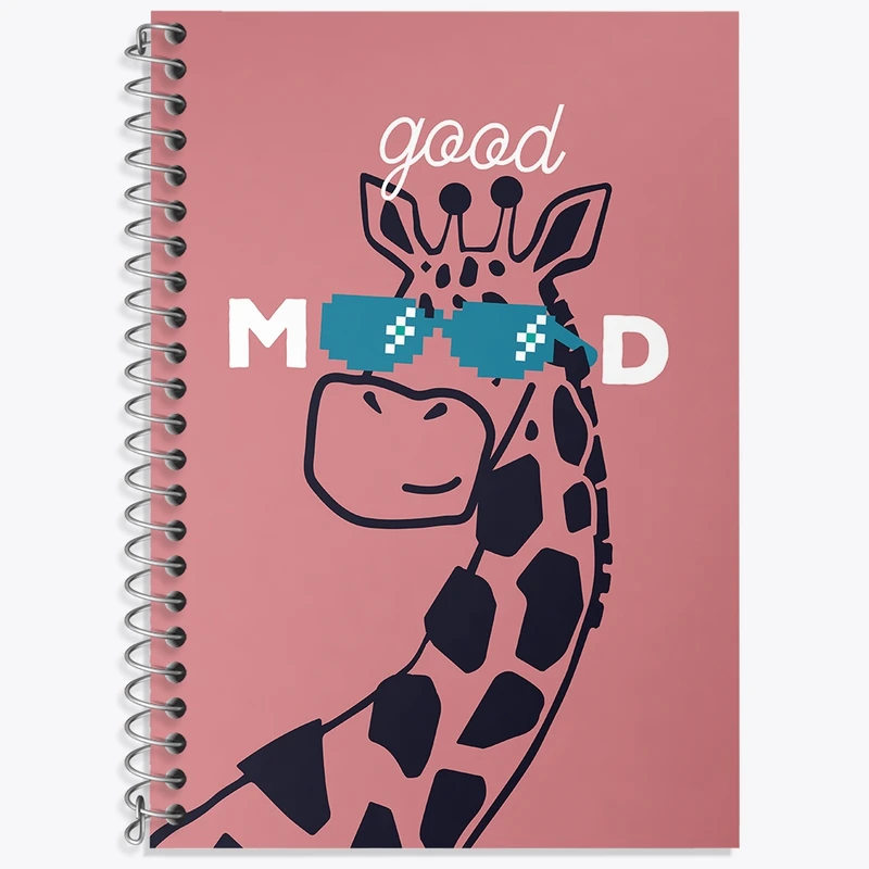 دفتر زبان 50 برگ خندالو مدل سه خط طرح زرافه بامزه  کد N1004