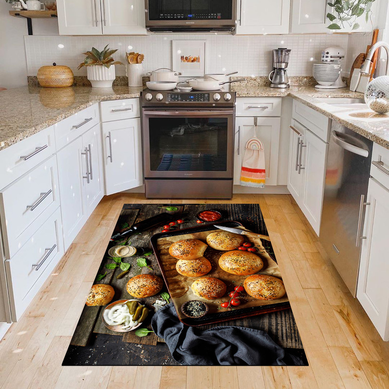 فرش پارچه ای مدل آشپزخانه طرح مک برگر کد 6023
