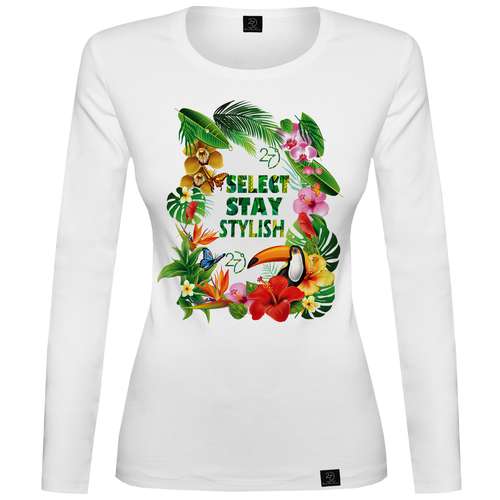 تیشرت آستین بلند زنانه 27 طرح SELECT STAY STYLISH کد JS03