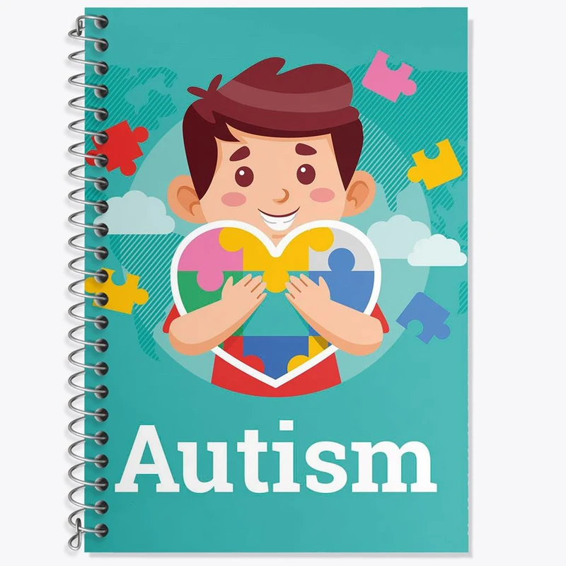 دفتر زبان 50 برگ خندالو مدل دو خط طرح اتیسم Autism کد 26716