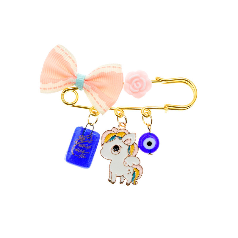 سنجاق سینه دخترانه دلنار گالری مدل یونیکورن و چشم نظر مجموعه 2 عددی