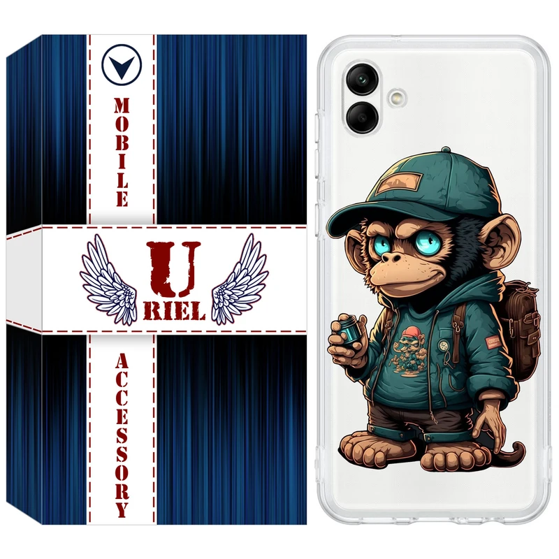 کاور یوریل قاب مدل Clear کد 36 طرح میمون مناسب برای گوشی موبایل سامسونگ Galaxy A04e