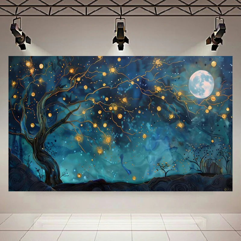 پوستر طرح مخمل ماه کامل مدل ستارگان درخشان کد PD130977