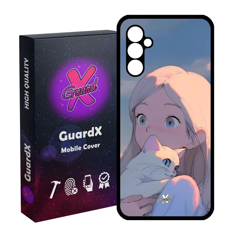 کاور گارد ایکس طرح دختر گربه مدل Glass10661 مناسب برای گوشی موبایل سامسونگ Galaxy A24/A24 4G/M34 5G