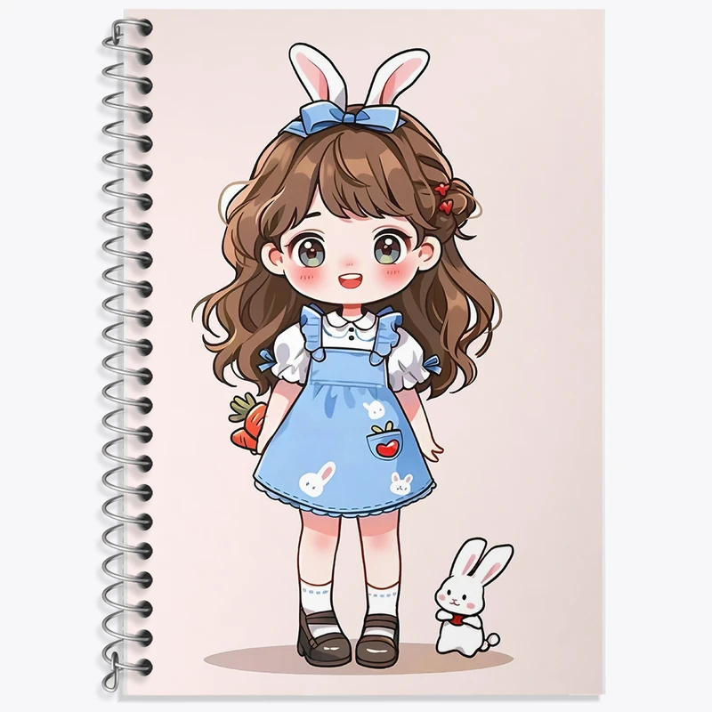 دفتر زبان 50 برگ خندالو مدل دو خط طرح دخترانه کیوت کد N3846