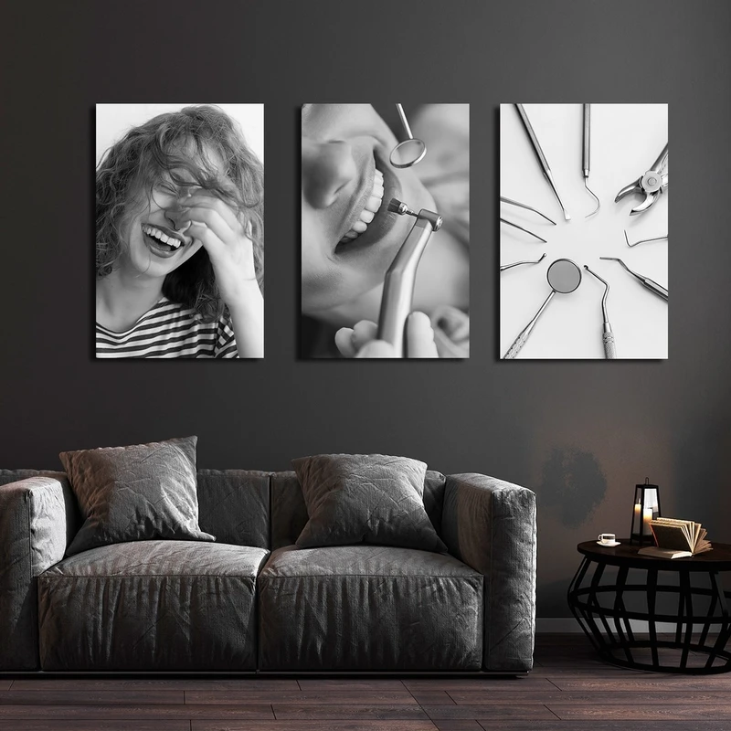 تابلو شاسی بکلیت طرح لبخند و دندانپزشکی مدل SH-2279 مجموعه 3 عددی