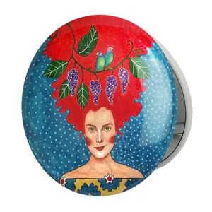 آینه جیبی خندالو طرح دخترونه مدل تاشو کد 6156 