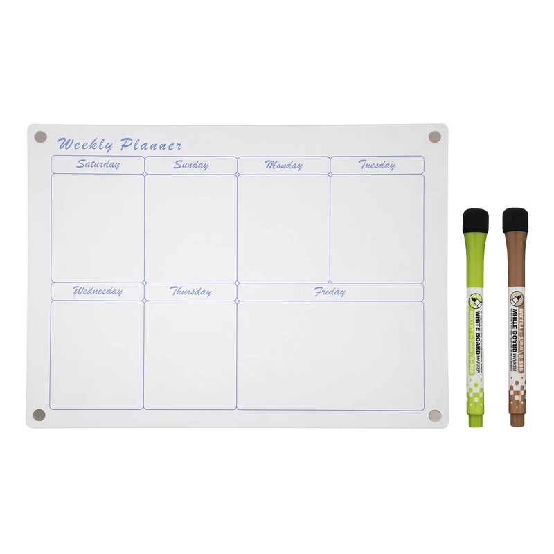 تخته وایت برد مدل پلنر آهنربایی کد 03 سایز 30x40 سانتی متر به همراه ماژیک بسته 2 عددی