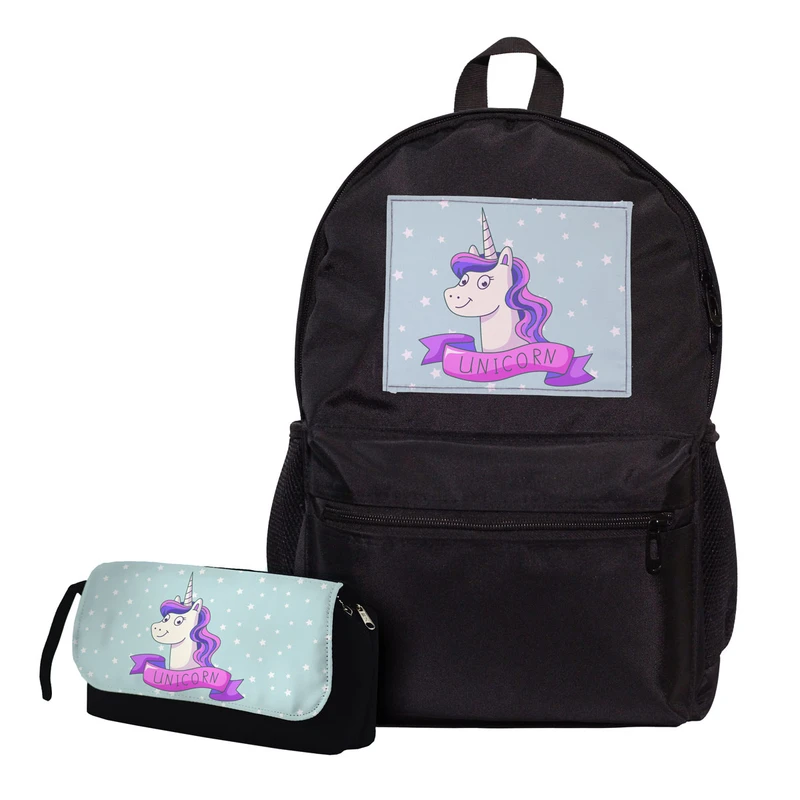 کوله پشتی طرح اسب تکشاخ کد 7014 Unicorn به همراه جامدادی