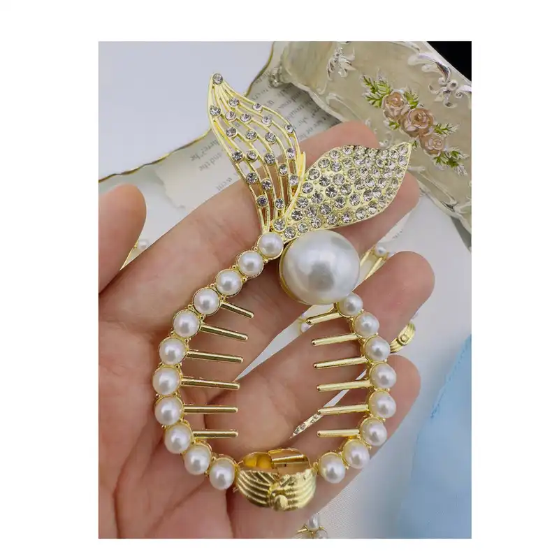 گیره مو زنانه مدل گوجه ای طرح پری دریایی کد S140206