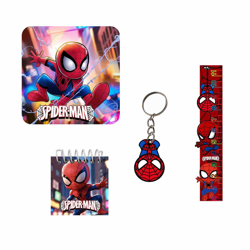 بسته لوازم تحریر مدل مرد عنکبوتی کد 4 مجموعه 4 عددی