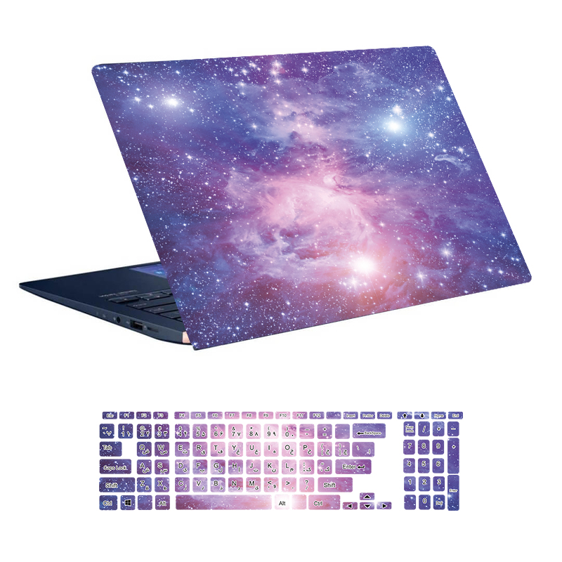 استیکر لپ تاپ توییجین و موییجین طرح Space کد 147 مناسب برای لپ تاپ 15.6 اینچ به همراه برچسب حروف فارسی کیبورد