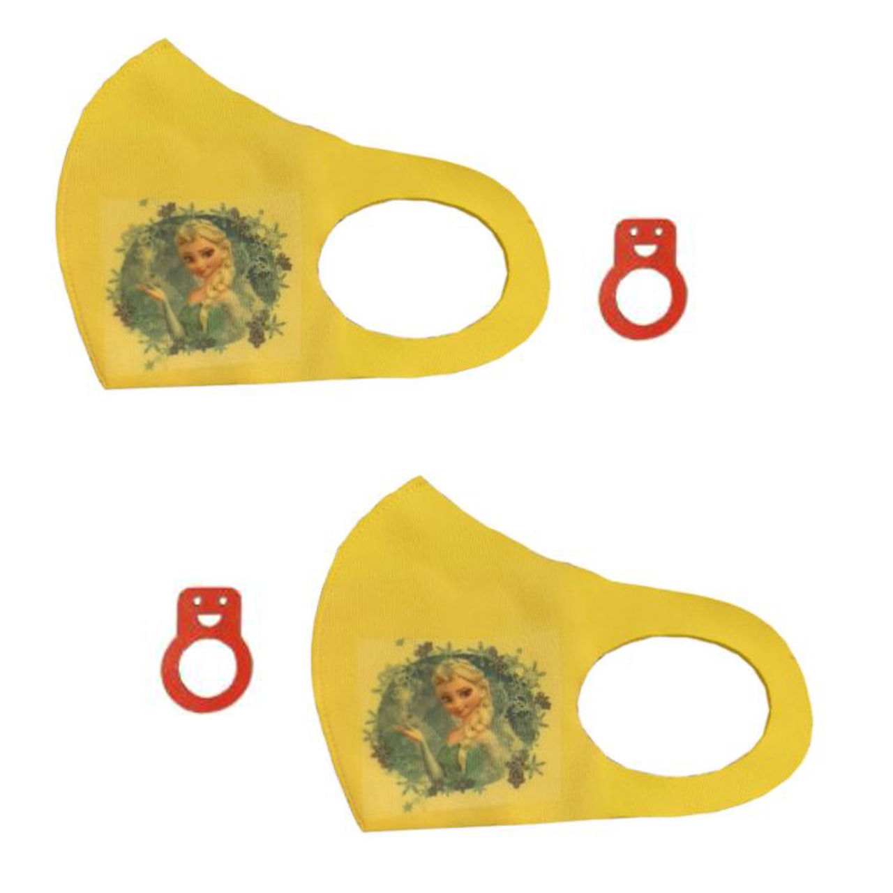 ماسک پارچه‌ای بچگانه مدل طرح فروزن بسته دو عددی به همراه انگشتر سلامت 