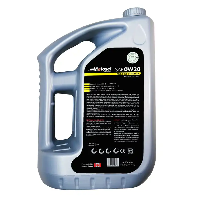 روغن موتور خودرو موتوسل مدل SN 0W_20 حجم 4.73 لیتر