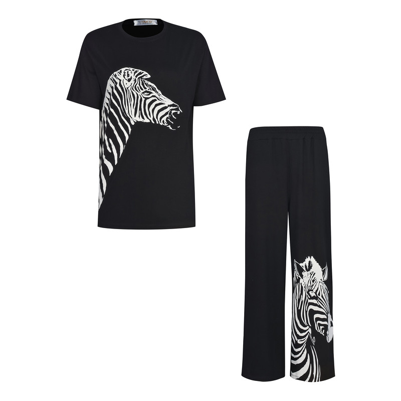 ست تی شرت و شلوار زنانه لوینت  مدل گورخر