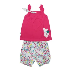 ست تاپ و شلوارک دخترانه طرح توت فرنگی مدل 20305