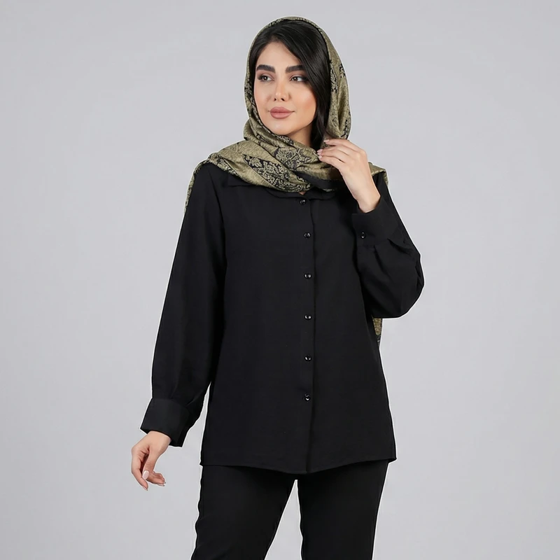 شومیز آستین بلند یقه برگردان زنانه السانا مدل میعاد کد 176101