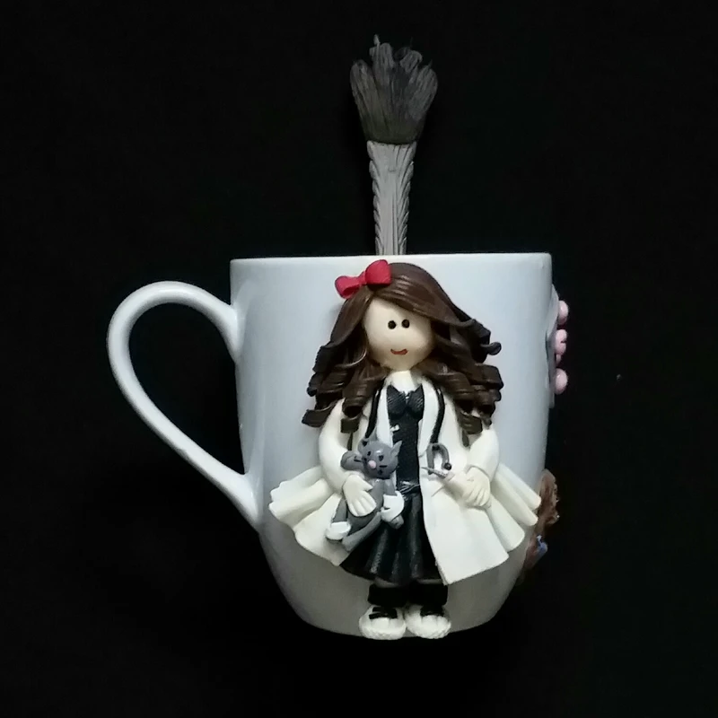 ماگ سرامیکی مدل دام پزشک کد L627 به همراه قاشق