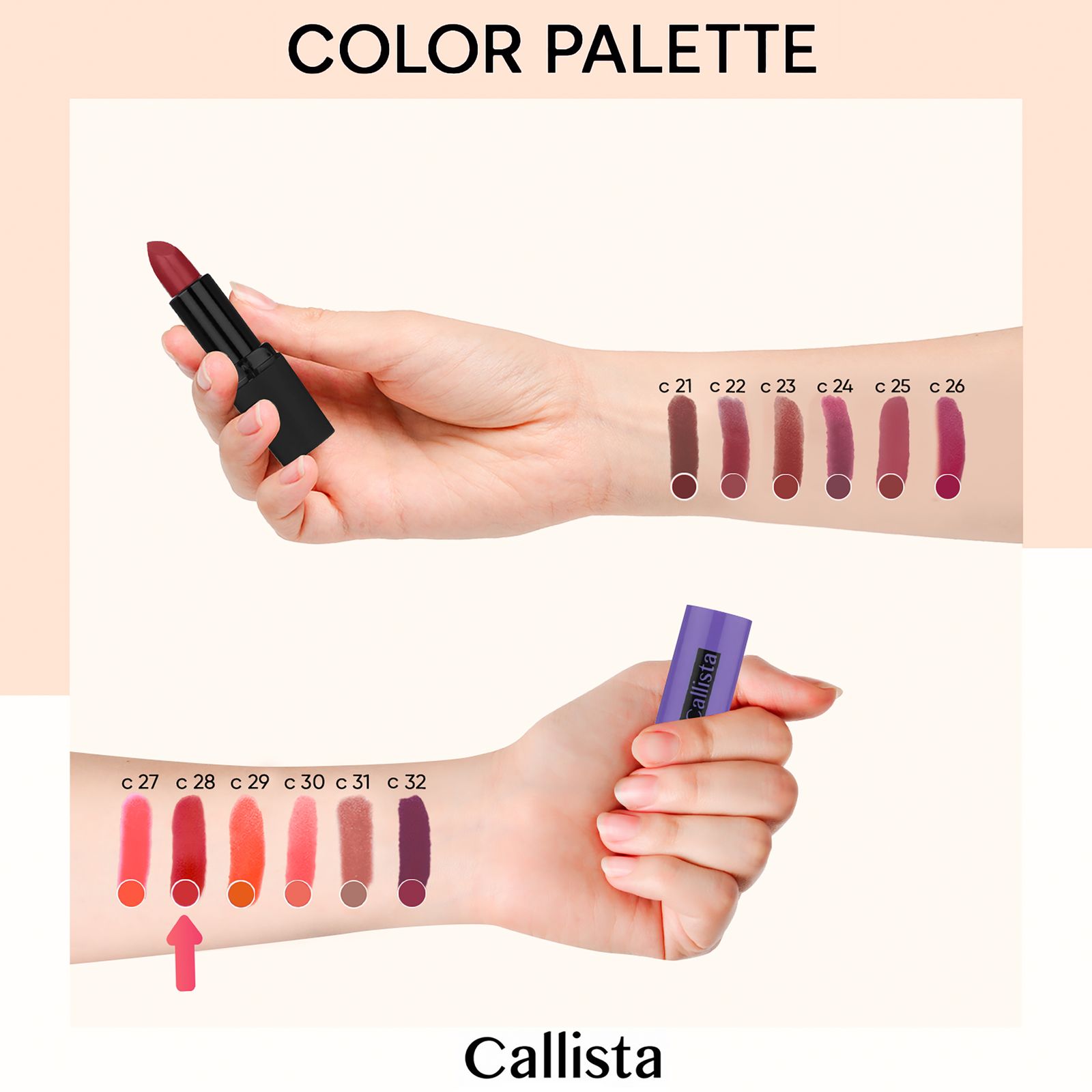 رژ لب جامد کالیستا سری Hydra Color شماره C28 -  - 2
