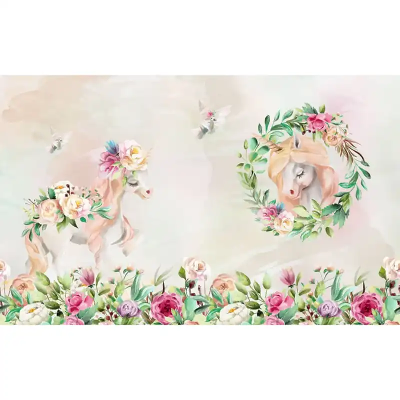 پوستر دیواری اتاق کودک طرح اسب تک شاخ مدل drv1106