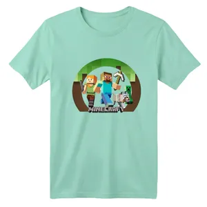 تی شرت آستین کوتاه بچگانه مدل ماینکرفت کد ۱ رنگ سبز روشن