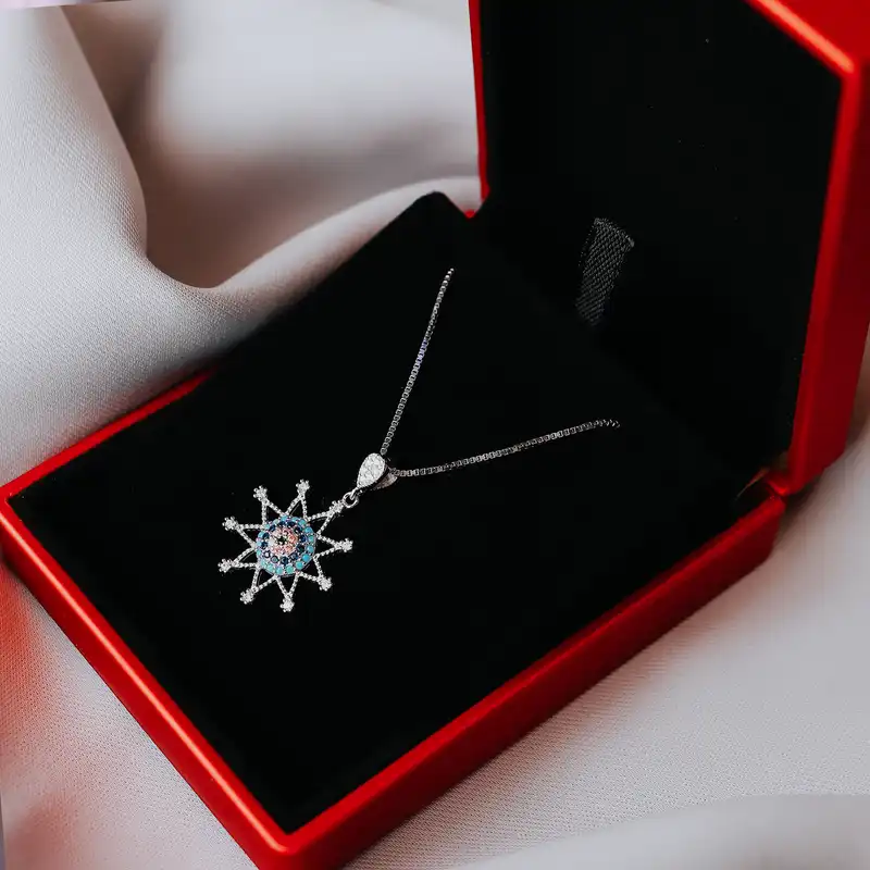 آویز گردنبند نقره زنانه جی تی ای مدل چشم نظر