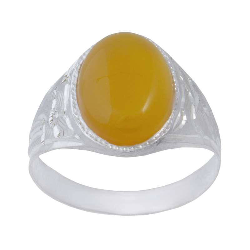 انگشتر نقره مردانه بازرگانی میلادی مدل سنگ عقیق زرد رکاب سیلندری کد AM_080