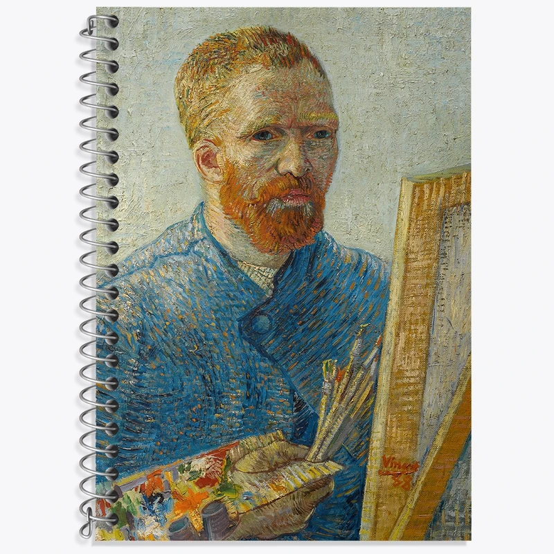 دفتر زبان 50 برگ خندالو مدل سه خط طرح سلف پرتره ونسان ونگوگ (Van Gogh) کد 36809