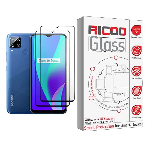محافظ صفحه نمایش ریکو مدل Ricoo Glass MIX002 مناسب برای گوشی موبایل ریلمی C15 بسته دو عددی