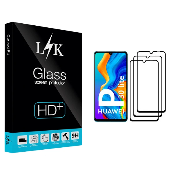 محافظ صفحه نمایش ال کی مدل Hard glass مناسب برای گوشی موبایل هوآوی P30 lite بسته سه عددی
