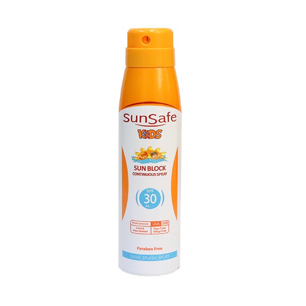 اسپری ضد آفتاب SPF30 کودک سان سیف حجم 150 میلی لیتر