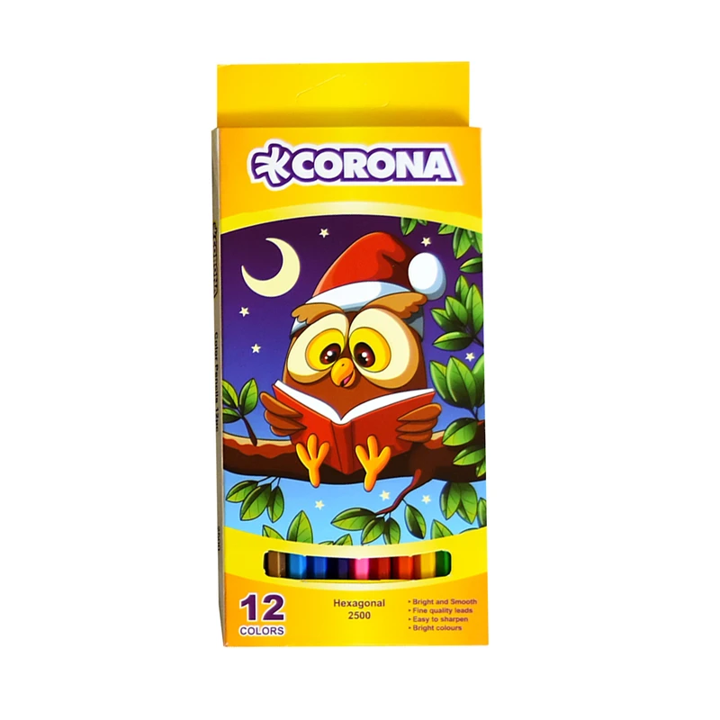 مداد رنگی 12 رنگ کرونا طرح جغد کد 04