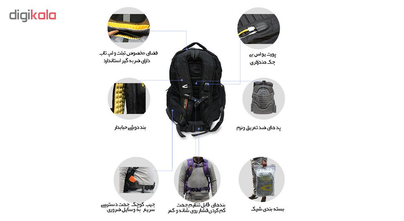 کوله پشتی لپ تاپ کمل اکتیو کد 3521 مناسب برای لپ تاپ 15.6 اینچی