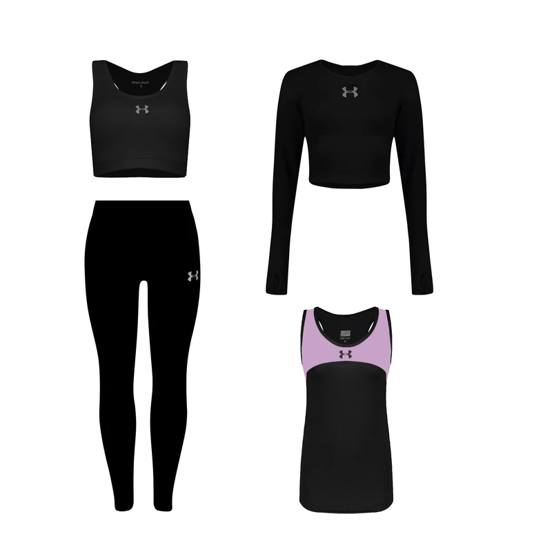 ست 4 تکه لباس ورزشی زنانه مدل 1801-4101-3601-63 رنگ مشکی