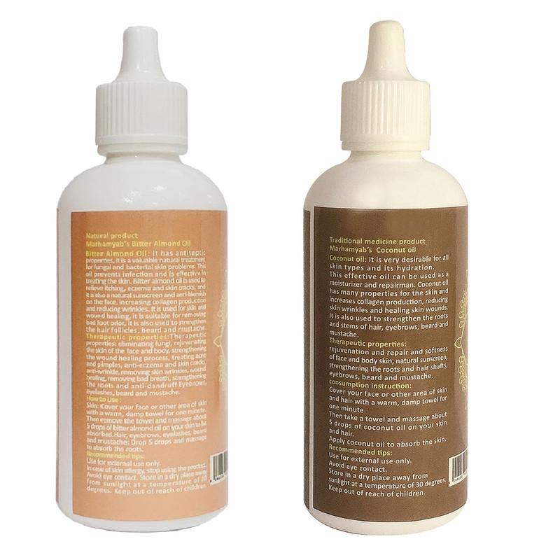 روغن تقویت کننده ناخن مرهم یاب مدل نارگیل و بادام تلخ حجم  80 میلی لیتر مجموعه 2 عددی