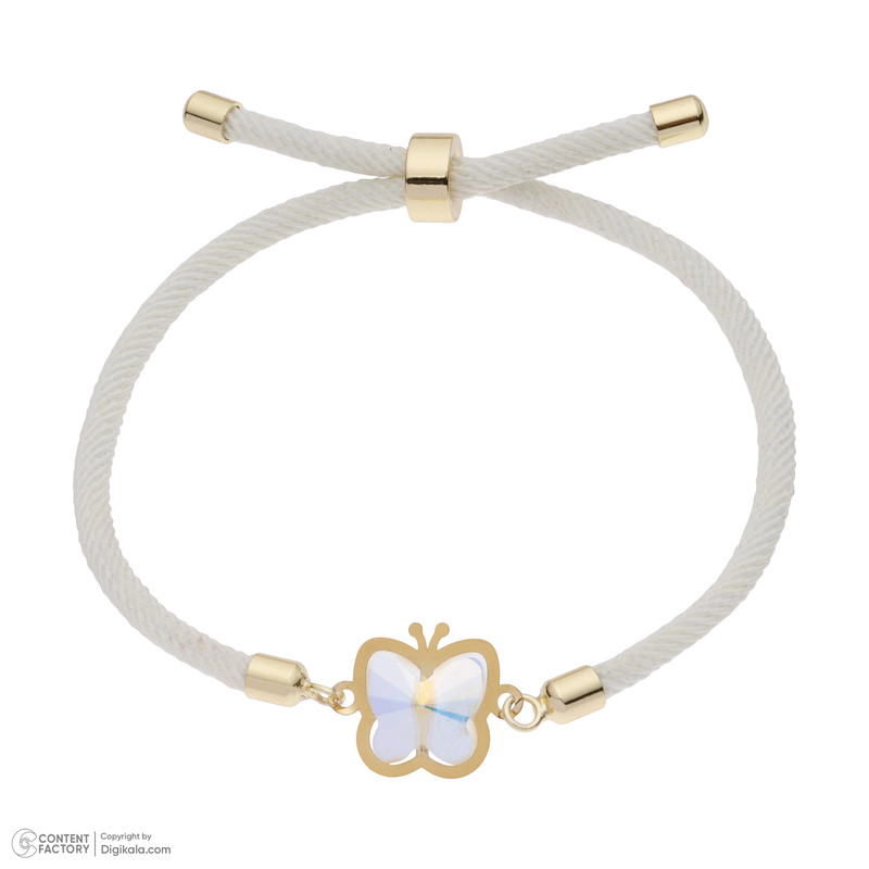 دستبند طلا 18 عیار زنانه ناریا مدل پروانه و سنگ کد 02