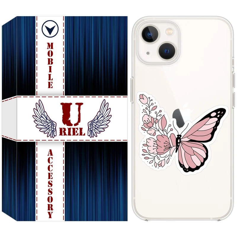 کاور یوریل مدل Clear کد 98 طرح پروانه مناسب برای گوشی موبایل اپل iPhone 13