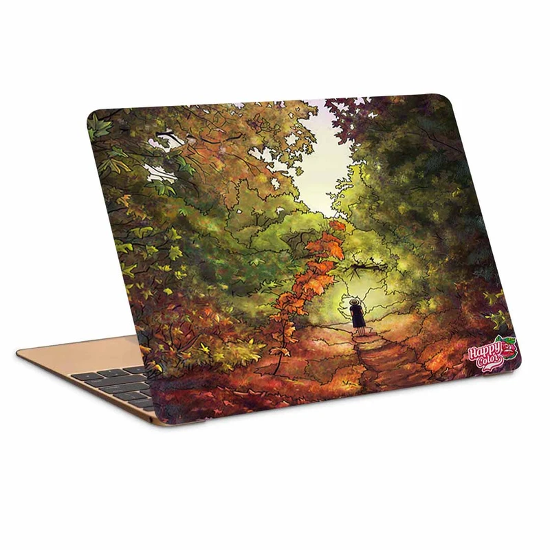 استیکر لپ تاپ طرح دختری در جنگل کد P-76مناسب برای لپ تاپ 15.6 اینچ
