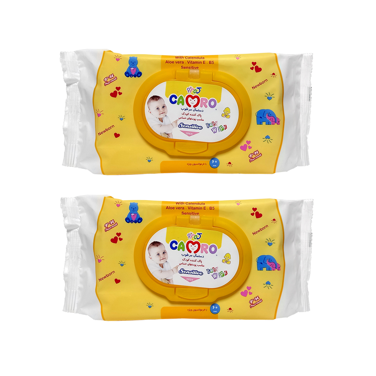 دستمال مرطوب کودک کمرو مدل B-60 مجموعه دو عددی