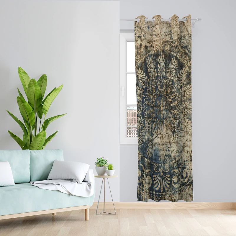 پرده طرح پتینه مدل مخمل پانچی کد L 1019R  Z سایز 140x200 سانتی متر