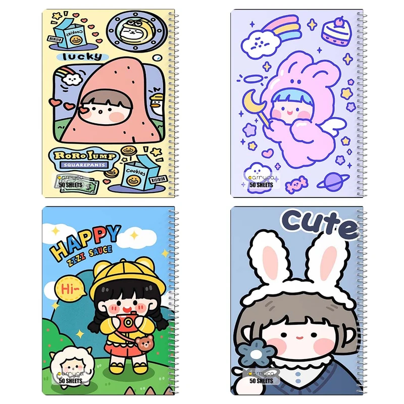 دفتر نقاشي 50 برگ کارنيکا طرح دختر خندون Smiling Girl کد 68112 مجموعه 4 عددی