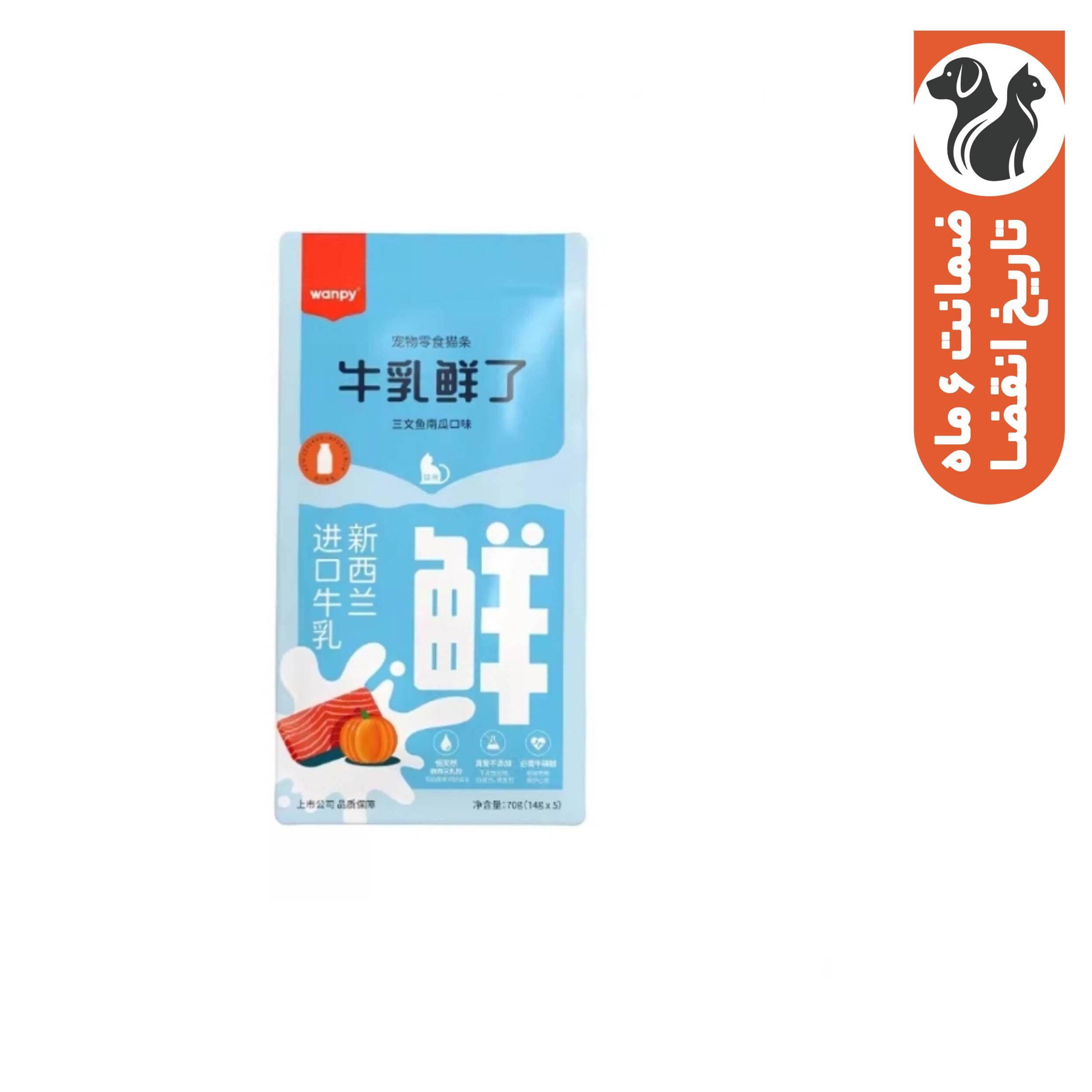 تشویقی گربه ونپی مدل بستنی طعم سالمون و کدو وزن ۷۰ گرم