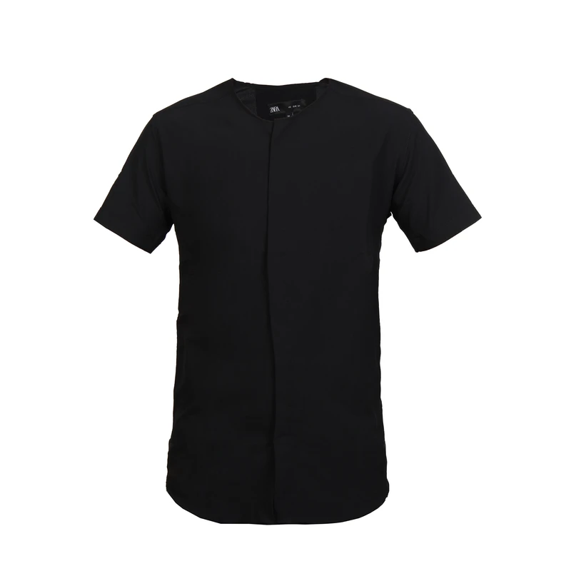 پیراهن آستین کوتاه یقه ایستاده مردانه مدل LkhtGrdblkMtin